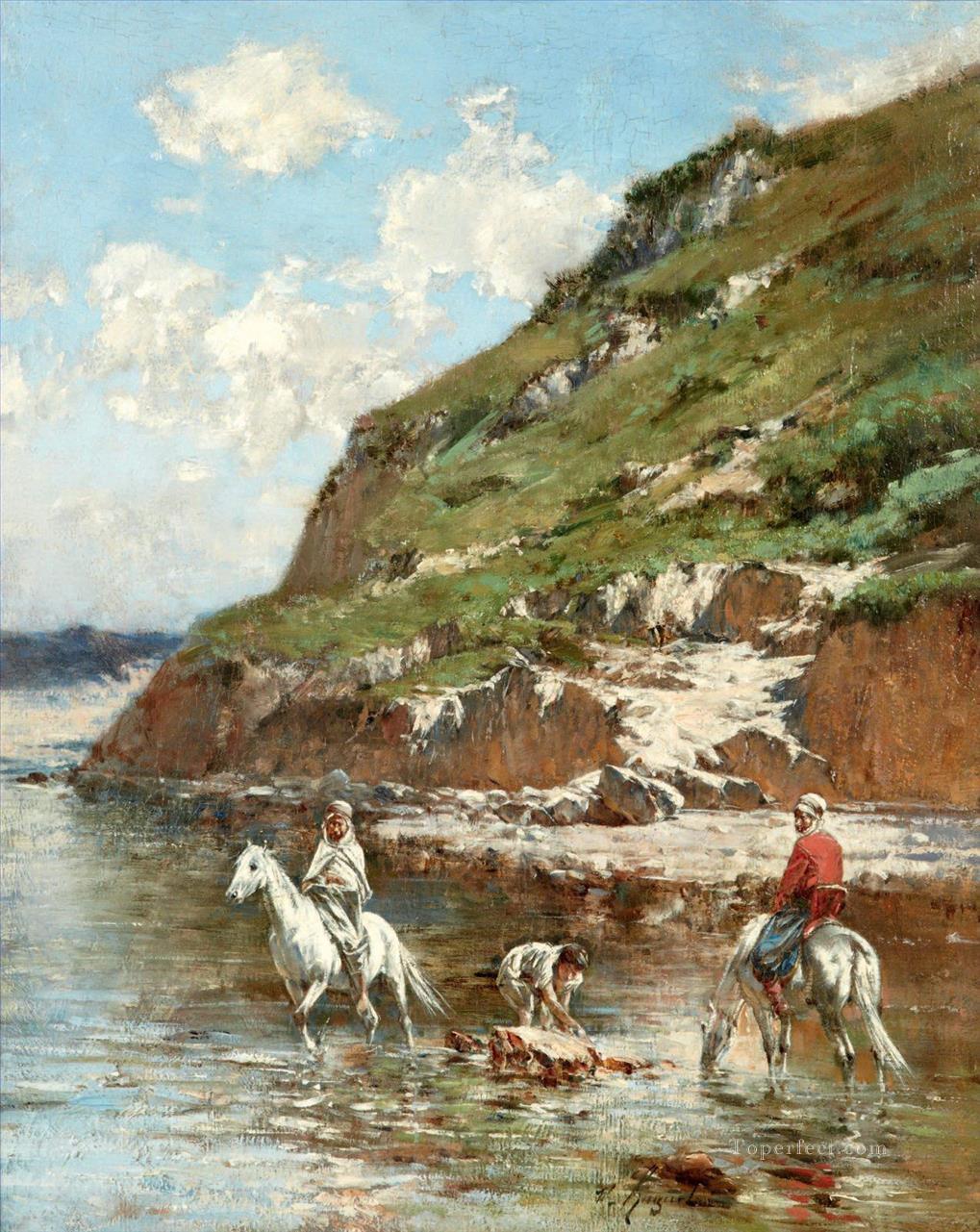 騎兵は OUED を獲得したライダーたち ビクトル・ユゲ・アラベール油絵
